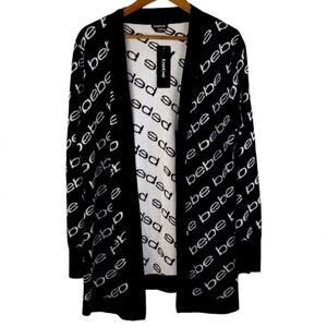 Bebe Graphic Logo Open Cardigan, Size Large, New with Tag MSRP $79